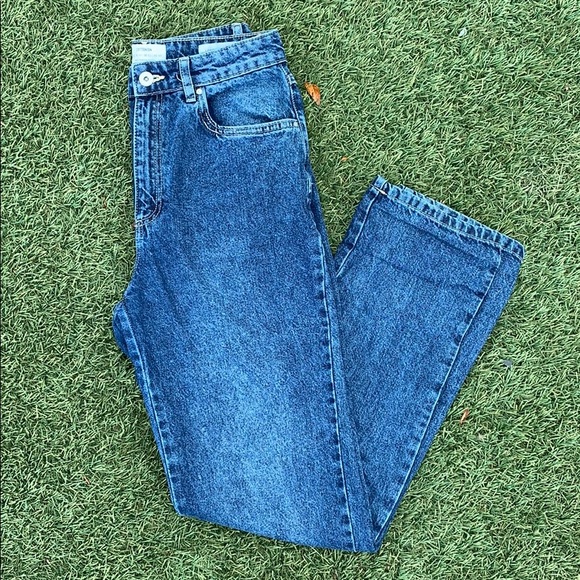 Dark Wash Long Straight Leg Jeans - Picture 1 of 5